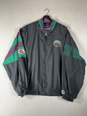 Vintage Starter CFL 1995 Grey Cup Windbreaker Jacket Black XL